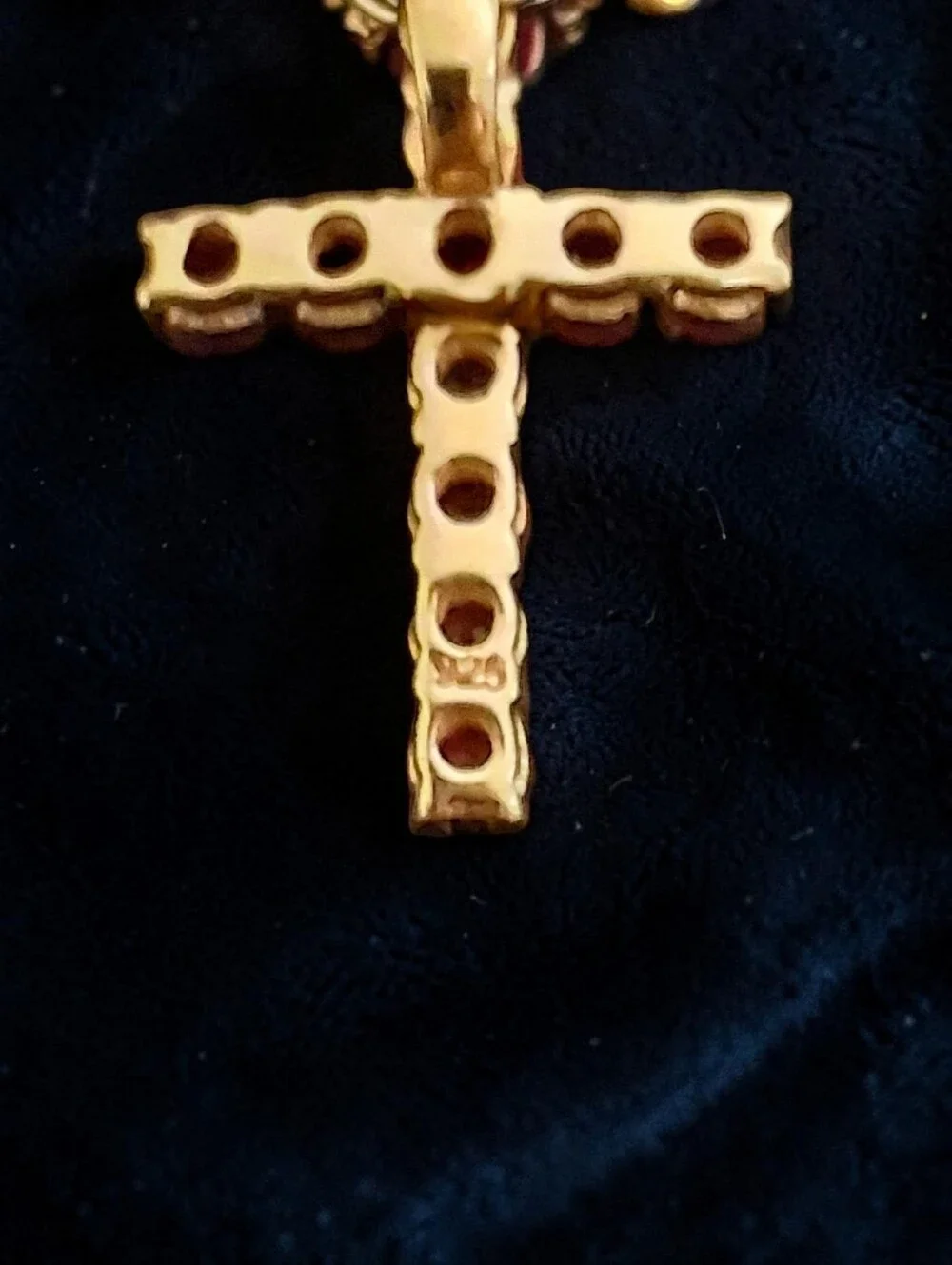 1 ctw Ruby (FF) Cross Pendant in 14K Yellow Gold Over Sterling Silver 20 inch